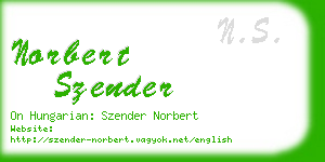 norbert szender business card